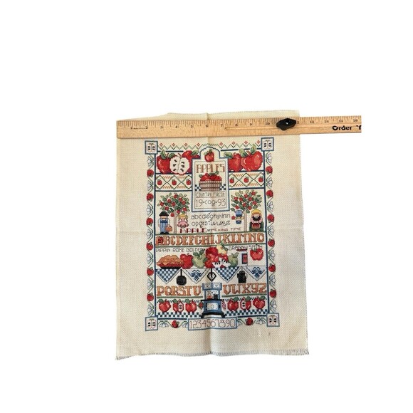 Janlynn Apple Sampler Counted Cross Stitch Finished 023-0614 12x16 - Picture 2 of 4